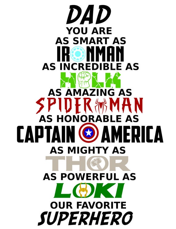 Download Marvel Dad Ironman Hulk Spiderman Captain America Thor Etsy