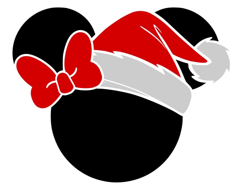 Download Mickey and Minnie Heads Christmas Hats svg pdf png and | Etsy
