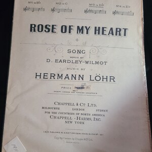 Rose Of My Heart Vintage Sheet Music