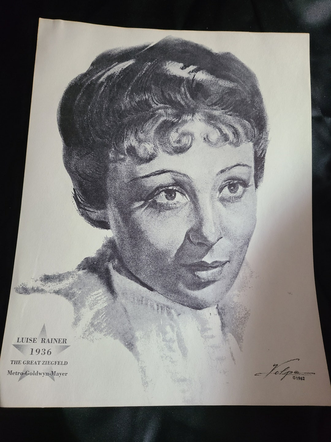 Luise Rainer 1936 the Great Ziegfeld Vintage Hollywood Charcoal Sketch ...