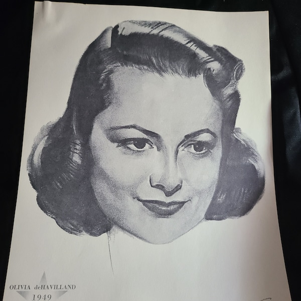 Olivia deHavilland 1949 The Heiress vintage Charcoal Sketch