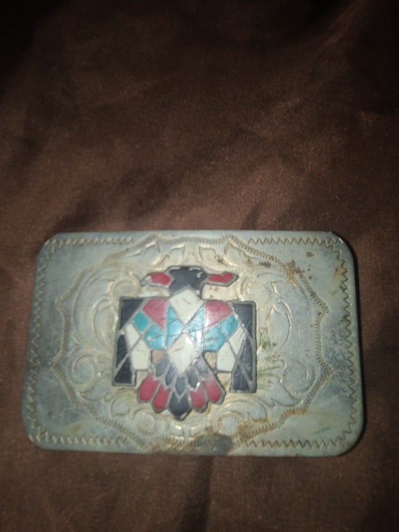 Native American Nickle Silver Buckle Vintage