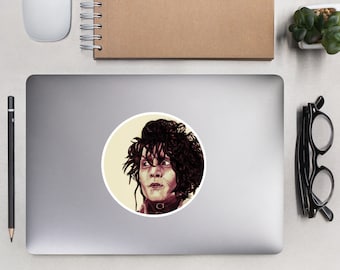 Edward Scissorhands Portrait Vinyl Sticker: Laptop, Hydroflask Decal