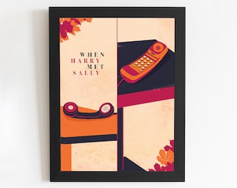 When Harry Met Sally Minimal Illustrated Movie Poster | Alternative Movie Poster | Home Decor Print