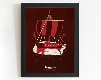 Vikings TV Show Minimal Illustrated Poster | Unique Film Wall Fan Art | Home Decor Print Alternative Movie Poster | Alternative Movie Poster