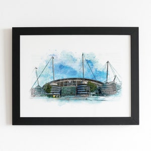 Etihad Stadium Poster: Manchester City Watercolor Art Print