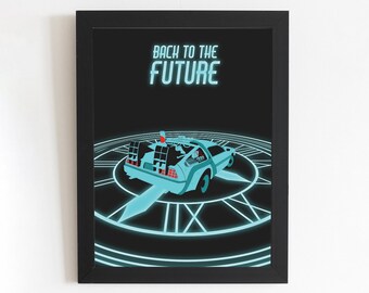 Back to the Future Poster: Minimalist DeLorean Time Machine Art Print
