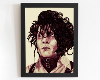 Edward Scissorhands Portrait Print: Alternative Movie Poster