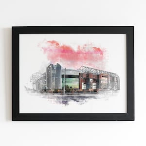 Manchester United Old Trafford Football Stadium | Manchester Wall Art | Watercolour Style Painting Poster | Souvenirs and Gifts