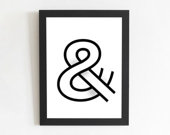 Ampersand & Symbol Printable Wall Art, Typography Alphabet Poster Print, Black White Home Office Room Décor DIGITAL DOWNLOAD