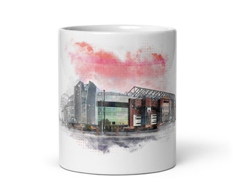 Manchester United Football Club - Old Trafford Watercolour Illustrator Style Mug | Souvenirs and Gifts