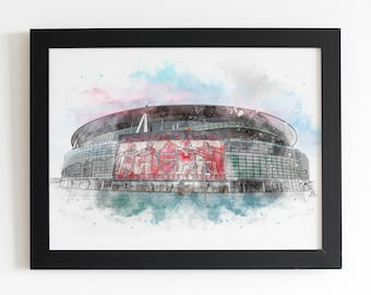 Arsenal Emirates Stadium Watercolour Print: Unique Football Poster