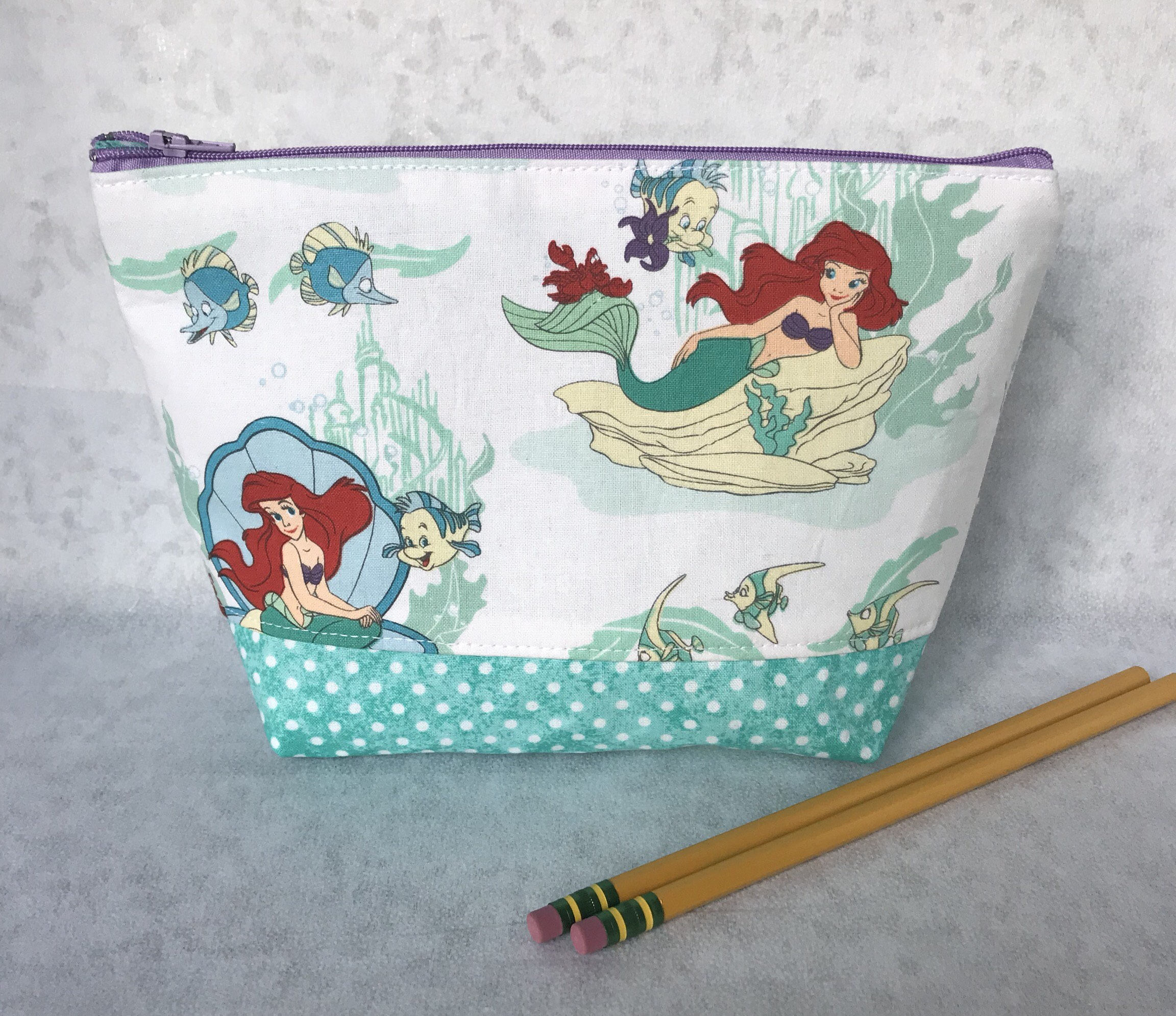 Girls ARIEL Little MERMAID Cotton Cosmetic Bag Makeup Pouch Etsy