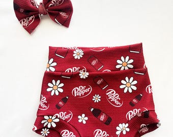 Baby Girl Toddler SODA Bottle FAVE drink Bummies Nylon Bow set 0-3 months-4t Shorties Headband diaper cover Flower Daisy Texas