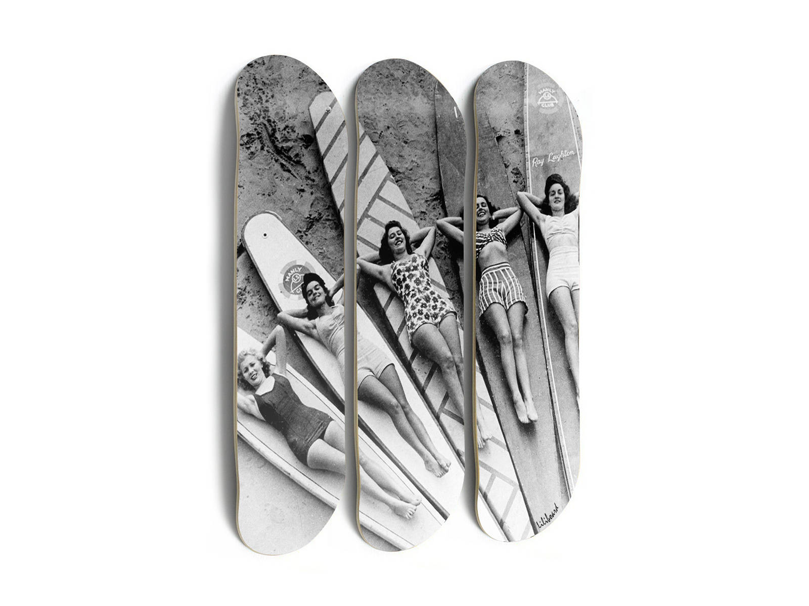 Skateboard Pour Décoration Murale Surfeuses Noir & Blanc