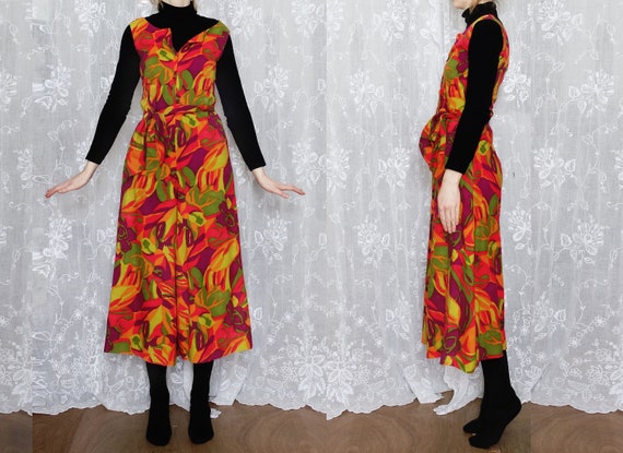 1970s Multicoloured, Psycadelic Culotte Jumpsuit