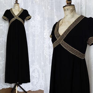 1970s Black and Gold Lurex, Disco Style Dress