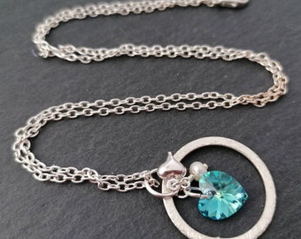 Swarovski Heart Necklace - Aquamarine Swarovski Heart - Collier de perles d'eau douce - 2 façons de porter collier - Plaqué argent.