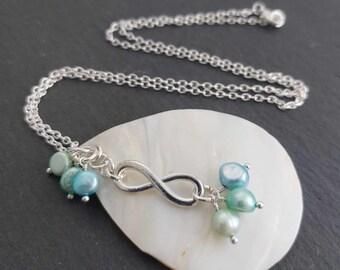 Blue Green Turquoise Pearl Shell Slice Necklace - Blue Pearl Shell Slice Necklace - Green Pearl Shell Slice Necklace