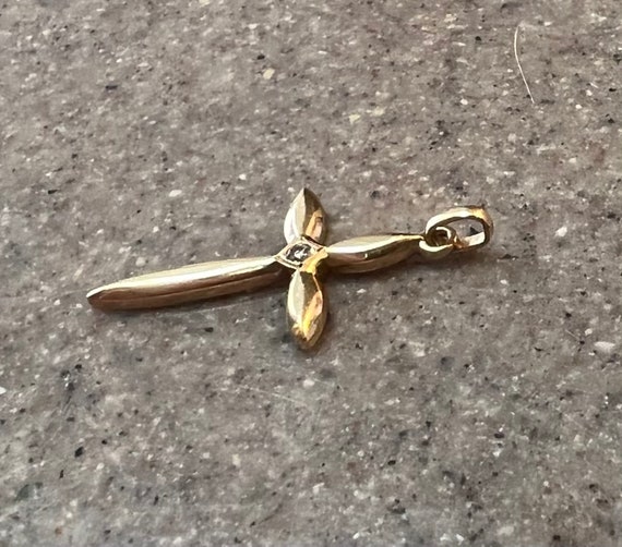 Vintage 14K Yellow Gold Genuine Diamond Cross Pen… - image 6