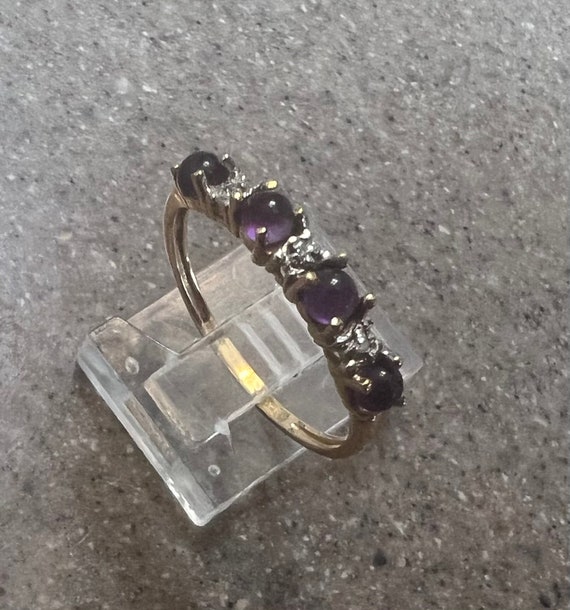 Vintage 10K Yellow Gold Amethyst & Diamond Stacki… - image 10