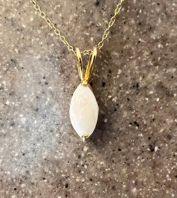 Vintage 14K Yellow Gold Opal Pendant with Plated … - image 10