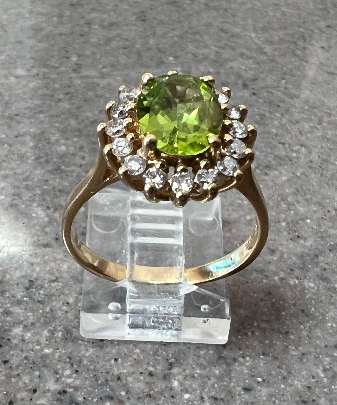 Vintage BH Effy 14K Yellow Gold Peridot & Diamond Halo Cocktail Ring - Etsy