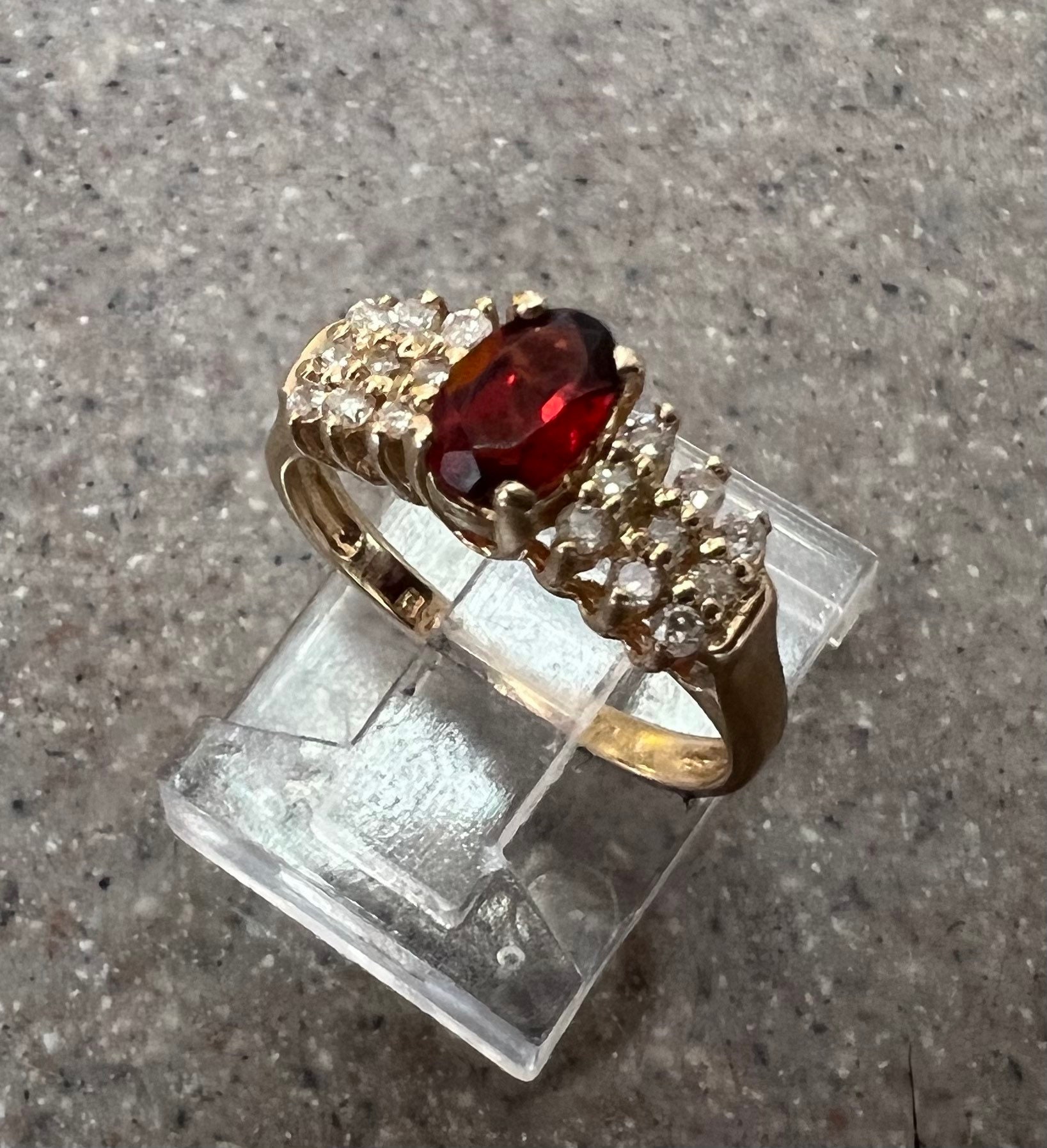 BH Effy Vintage 14K Yellow Gold Garnet & Diamond Cocktail Ring - Etsy