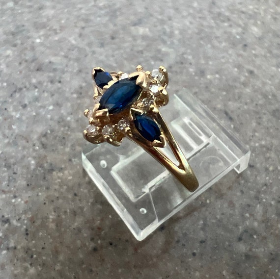 Vintage 14K BH Effy Yellow Gold Blue Sapphire & D… - image 5