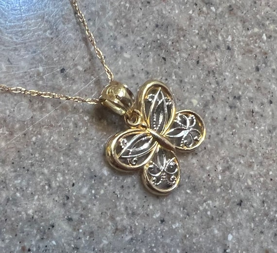 Vintage Large Articulated Gold Tone Butterfly Necklace