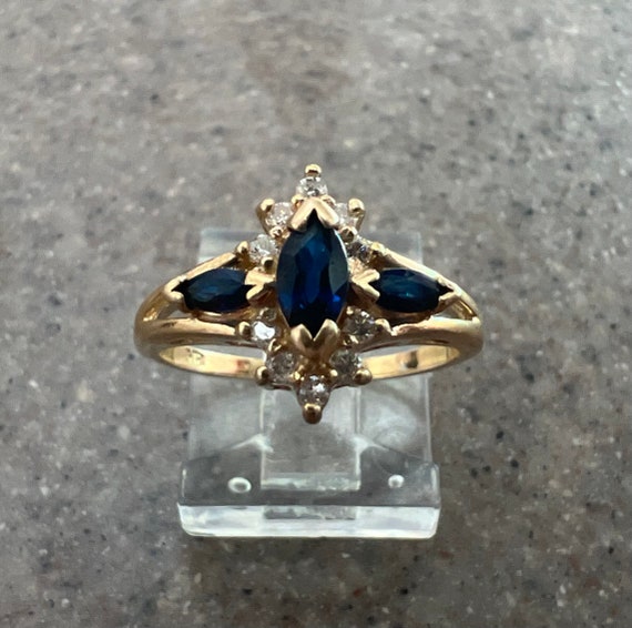 Vintage 14K BH Effy Yellow Gold Blue Sapphire & D… - image 1