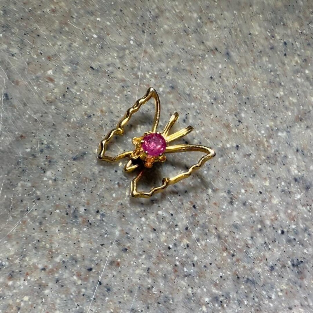 Vintage 10K Yellow Gold Ruby Butterfly Pendant - Etsy
