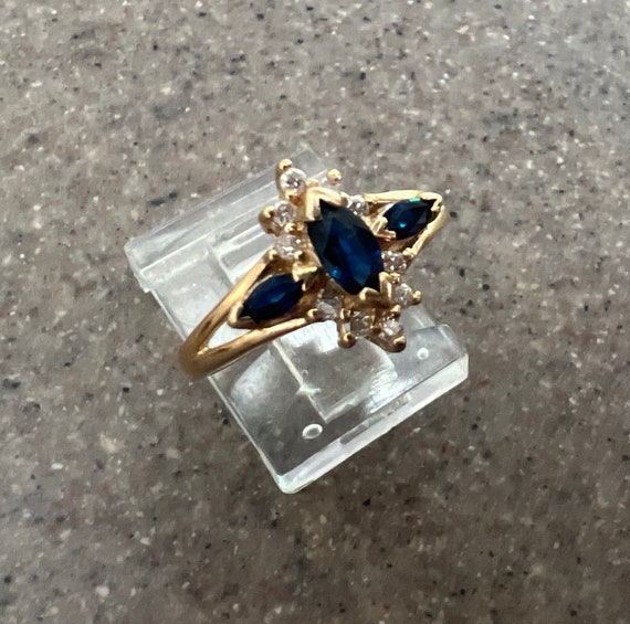 Vintage 14K BH Effy Yellow Gold Blue Sapphire & D… - image 3