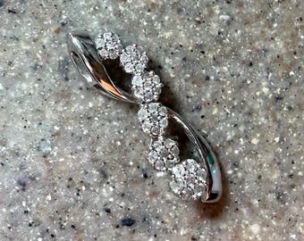 Vintage 10K White Gold Diamond Pendant