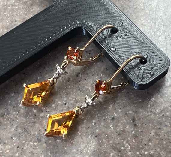 Vintage 10K Yellow Gold Citrine Garnet & Diamond … - image 4