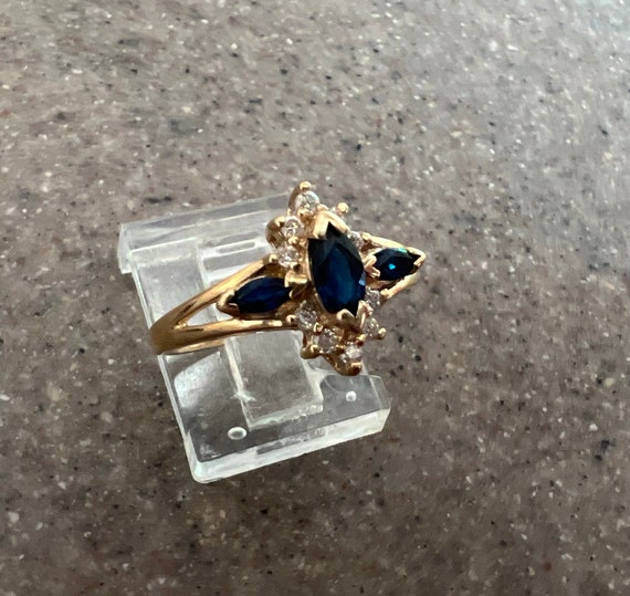 Vintage 14K BH Effy Yellow Gold Blue Sapphire & D… - image 2