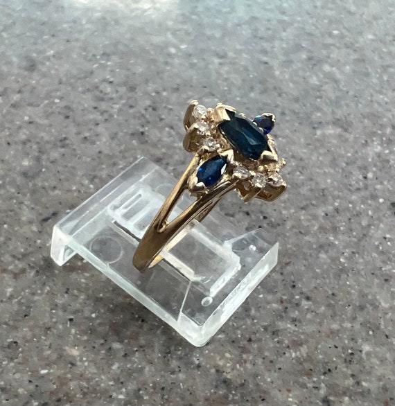 Vintage 14K BH Effy Yellow Gold Blue Sapphire & D… - image 7