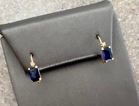 Vintage 14K Yellow Gold Blue Sapphire & Diamond D… - image 8