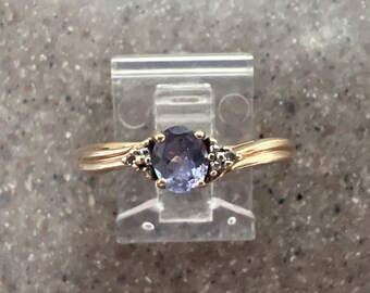 Vintage 10K Yellow Gold Tanzanite & Diamond Ring