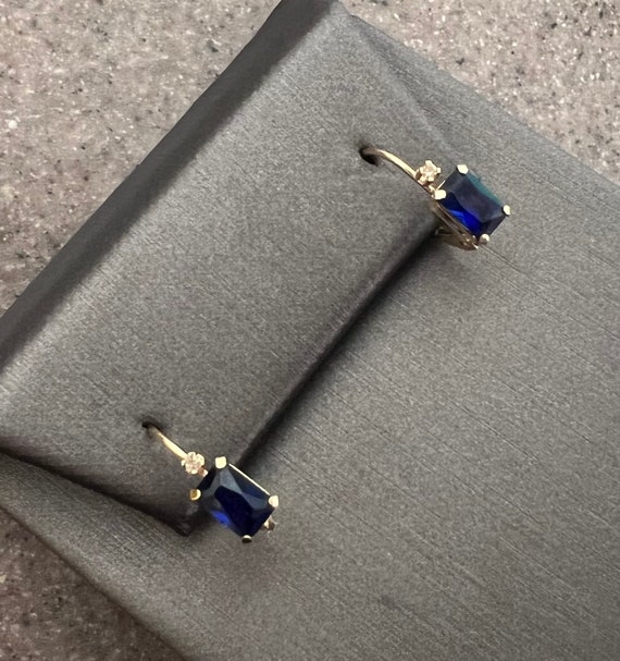 Vintage 14K Yellow Gold Blue Sapphire & Diamond D… - image 10