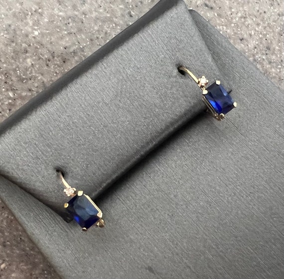 Vintage 14K Yellow Gold Blue Sapphire & Diamond D… - image 6