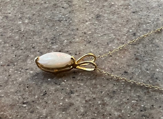 Vintage 14K Yellow Gold Opal Pendant with Plated … - image 2