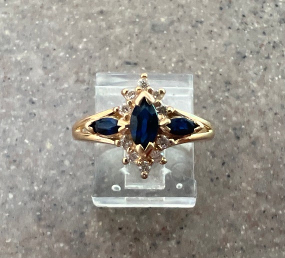 Vintage 14K BH Effy Yellow Gold Blue Sapphire & D… - image 10