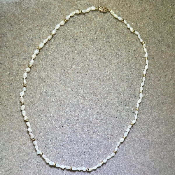 Vintage 14K Yellow Gold Pearl Necklace