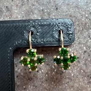 Vintage 14K Yellow Gold Tsavorite Garnet Dangle Earrings