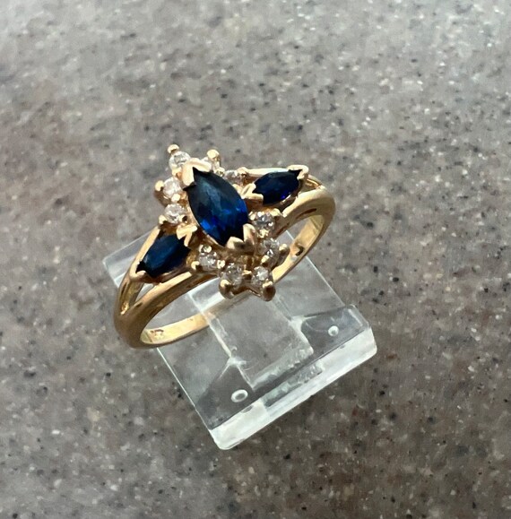 Vintage 14K BH Effy Yellow Gold Blue Sapphire & D… - image 8