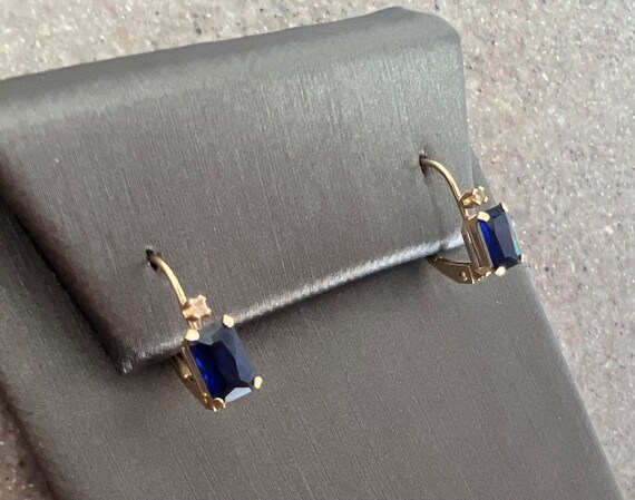 Vintage 14K Yellow Gold Blue Sapphire & Diamond D… - image 2