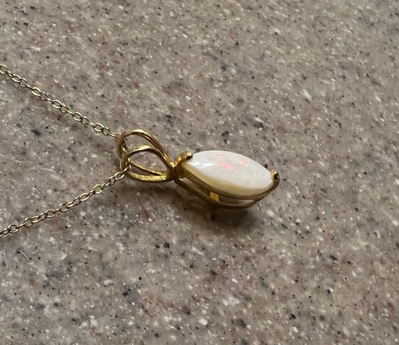 Vintage 14K Yellow Gold Opal Pendant with Plated … - image 5