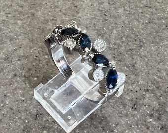 Vintage 14K BH Effy Yellow Gold Blue Sapphire & Diamond Ring Size 6 - Etsy