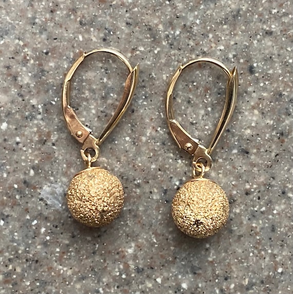 Vintage 14K Yellow Gold Dangle Ball Earrings